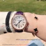 Perfect Replica Jaeger LeCoultre Rendez-Vous Purple Leather Strap Rose Gold Case 33mm Watch